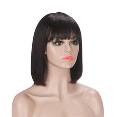 Straight Bob Human Hair Wigs with Bangs for Black Women Brazilian Full - Horizon Bliss