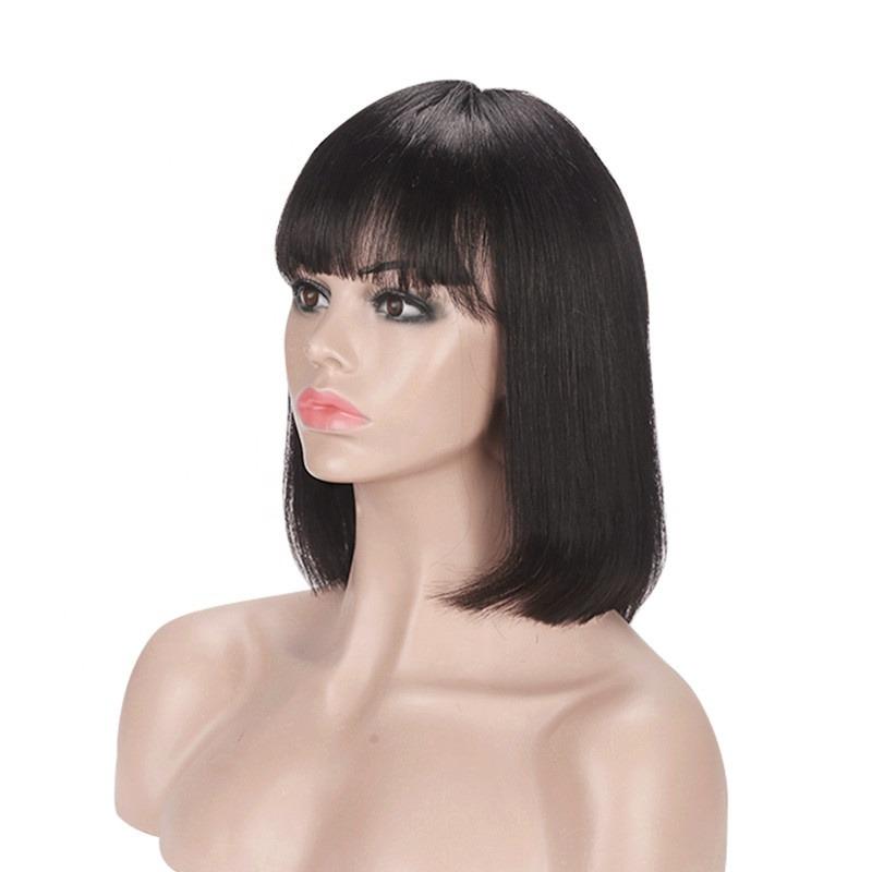 Straight Bob Human Hair Wigs with Bangs for Black Women Brazilian Full - Horizon Bliss