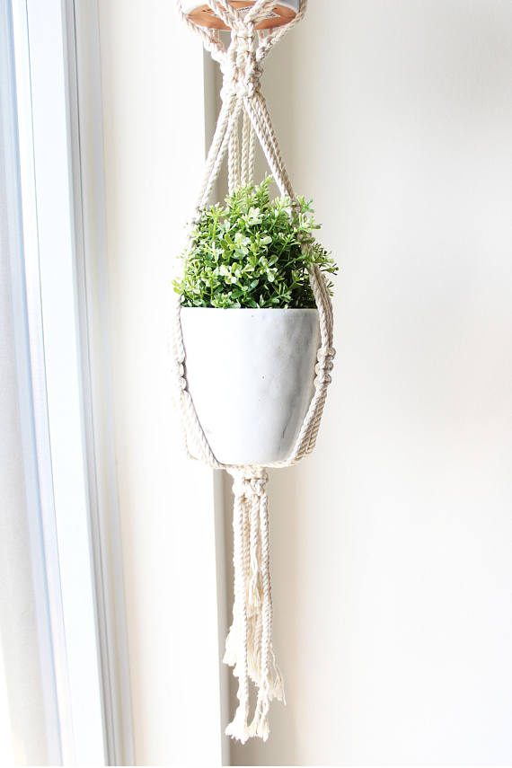 Double Macrame Plant Hanger, Hanging Planter