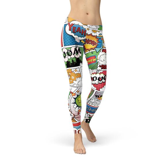 Womens Comic Book Leggings - Horizon Bliss