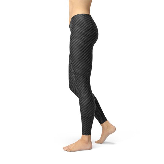 Womens Black Carbon Fiber Leggings - Horizon Bliss