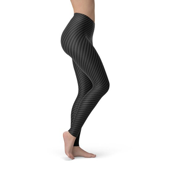 Womens Black Carbon Fiber Leggings - Horizon Bliss