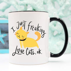 I Just Freaking Love Cats OK Mug, Cat Mugs, Funny