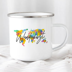 Wanderlust Enamel Mug Camping Mug Happy Hiker