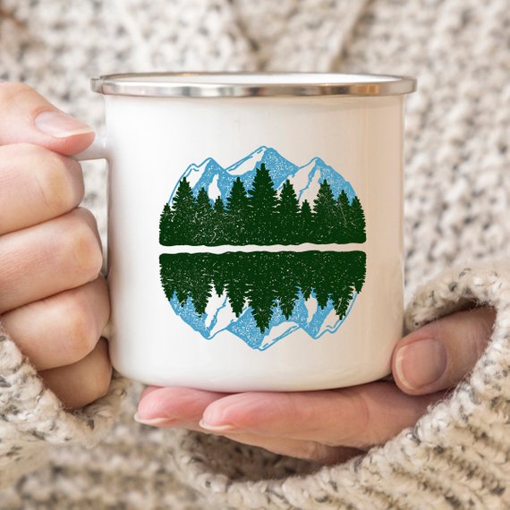 Mountain Mug Enamel Mug Wanderlust Camping Mug The