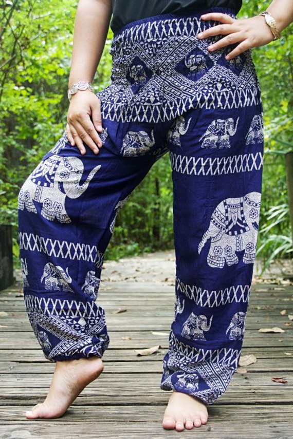 Blue ELEPHANT Pants Women Boho Pants Hippie Pants Yoga - Horizon Bliss