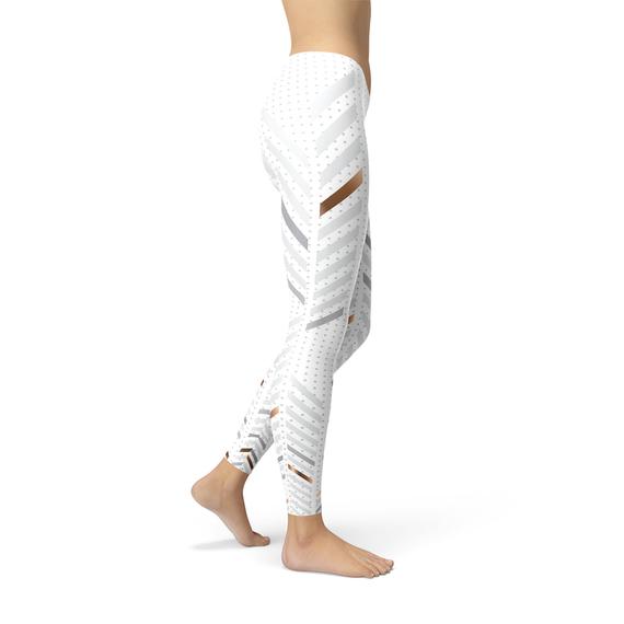 Womens White Stripes Leggings - Horizon Bliss