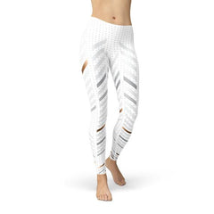 Womens White Stripes Leggings - Horizon Bliss