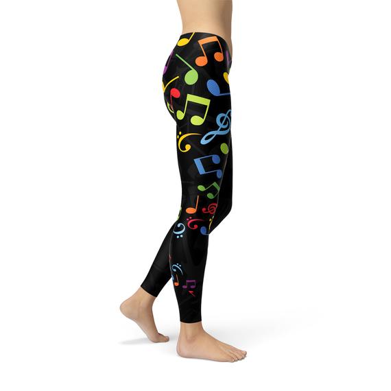 Womens Colorful Music Notes Leggings - Horizon Bliss