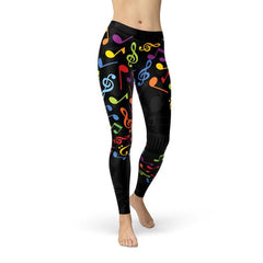 Womens Colorful Music Notes Leggings - Horizon Bliss