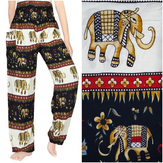 Black ELEPHANT Pants Women Harem Pants Boho Pants - Horizon Bliss