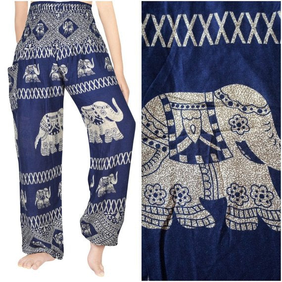 Blue ELEPHANT Pants Women Boho Pants Hippie Pants Yoga - Horizon Bliss