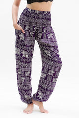 Purple Elephant Pants Harem Pants Boho Pants - Horizon Bliss