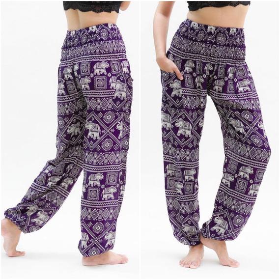 Purple Elephant Pants Harem Pants Boho Pants - Horizon Bliss