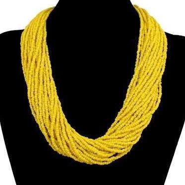 Beaded Maasai Handmade strand yellow  Necklace - Horizon Bliss