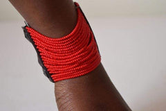 Maasai African Beaded Cuff Spiral arm Bracelet, - Horizon Bliss