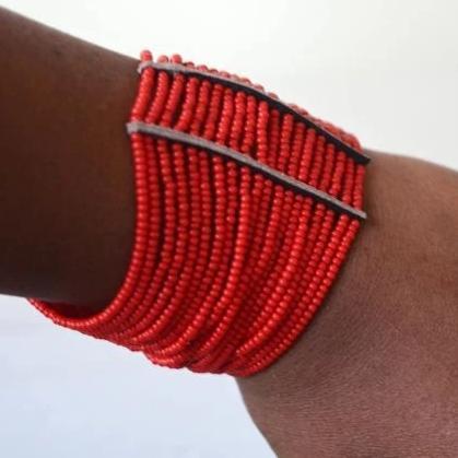 Maasai African Beaded Cuff Spiral arm Bracelet, - Horizon Bliss