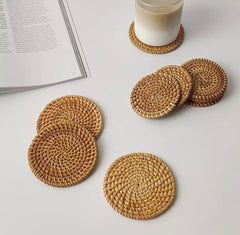 Rattan Coasters, Table Décor Set of 4