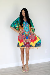 Tropical Kaftan Dress, Plus Size Kaftan Dress, African Dress, Midi