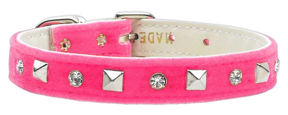 Dog, Puppy and Pet Collar, "Velvet Crystal & Pyramid"