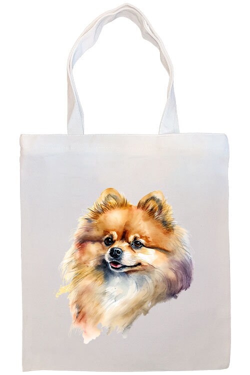 Canvas Tote Bag, Zippered With Handles & Inner Pocket, "Pomeranian"