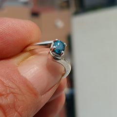 Blue Zircon Ring, Sterling Silver Ring, Blue Gemstone Ring, Solitaire