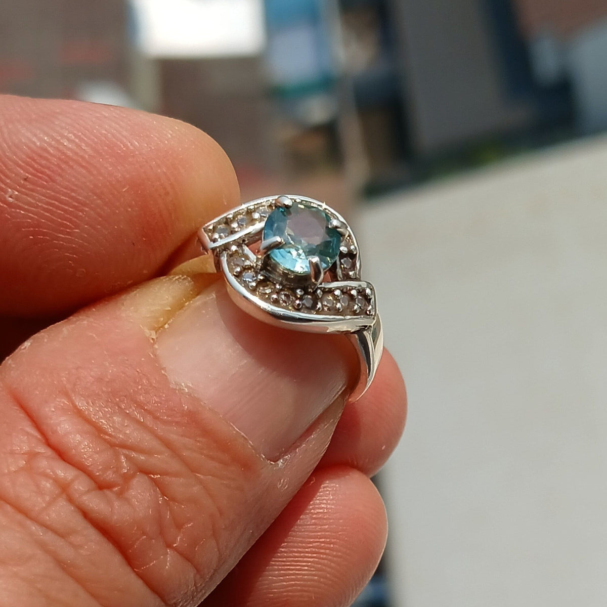 Blue Zircon Ring, Handmade silver ring, Gemstone Ring, Sterling Silver