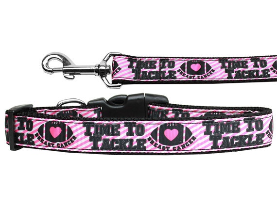 Pet Dog & Cat Nylon Collar or Leash, "Tackle Breast Cancer"