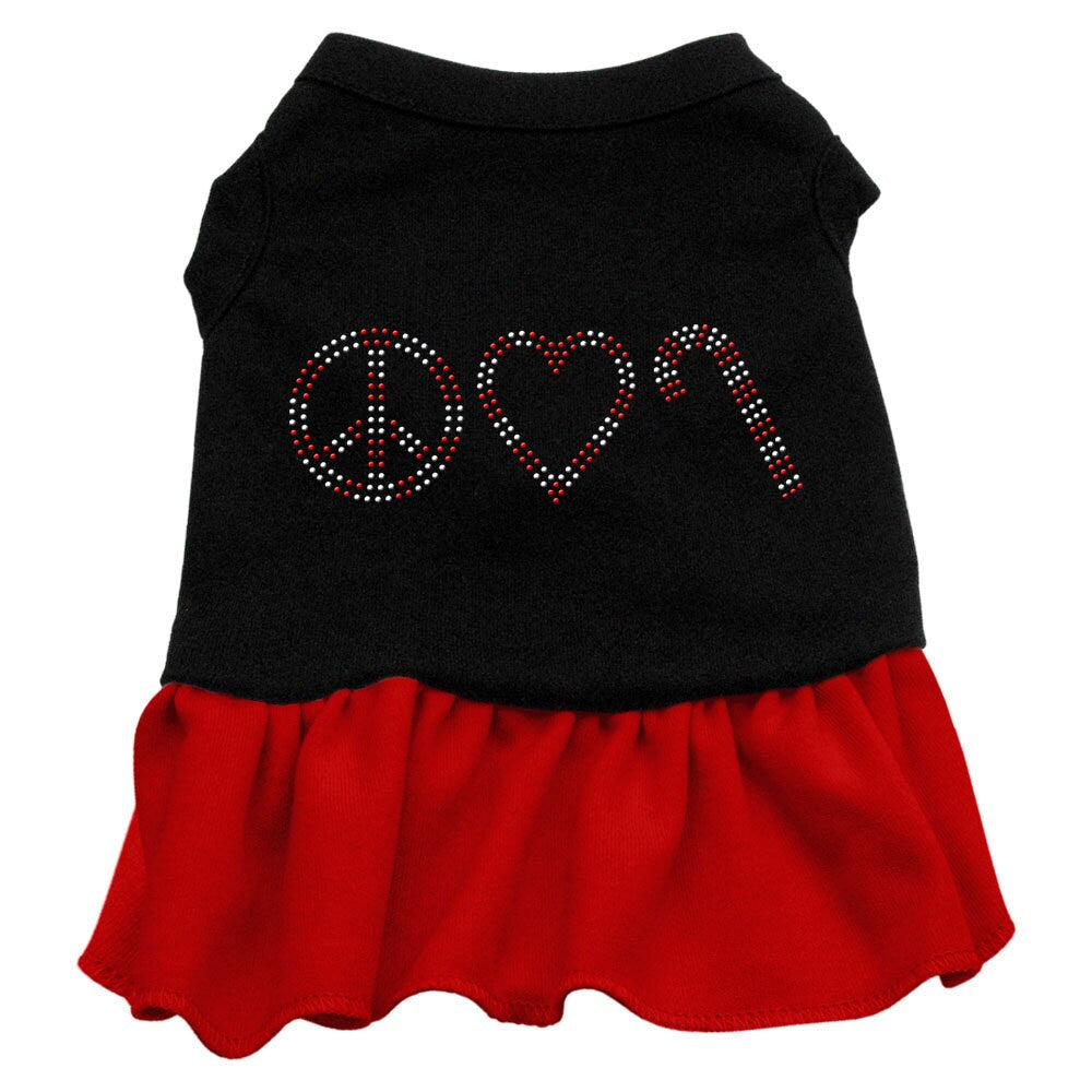 Christmas Pet Dog and Cat Dress Rhinestone, "Peace, Love & Candy