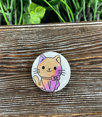 Watercolor Cute Cat Graphic Art Button / Pin 1.25”