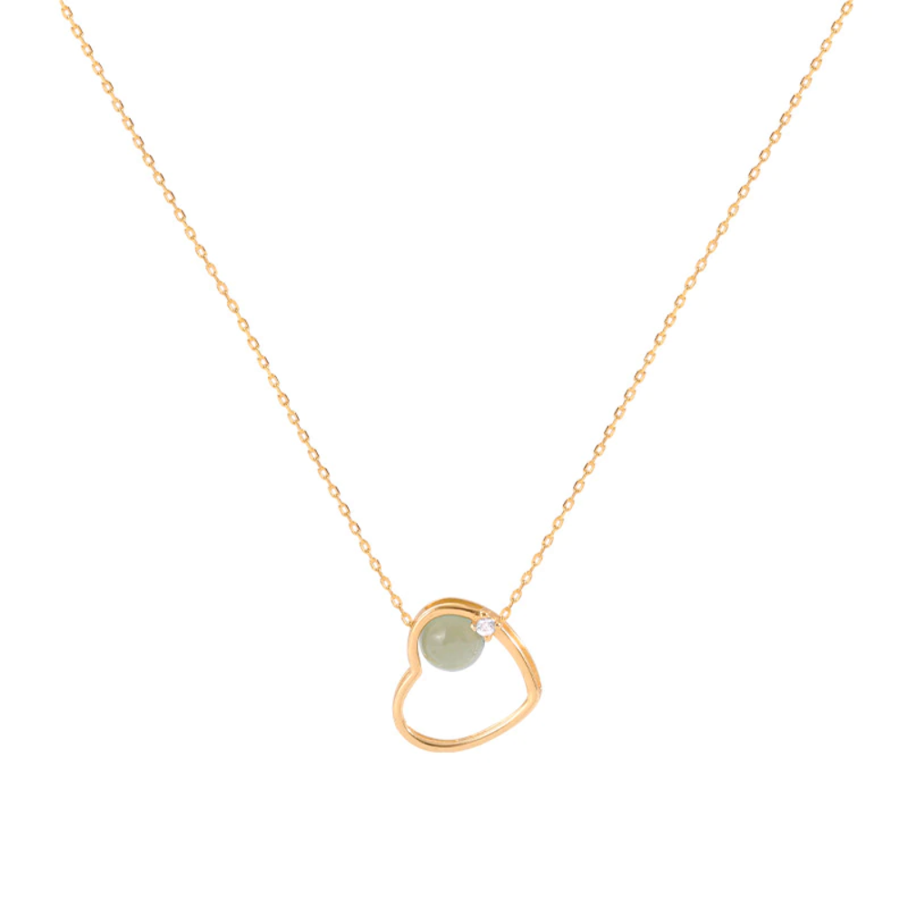 Golden heart theme jade necklace - Horizon Bliss