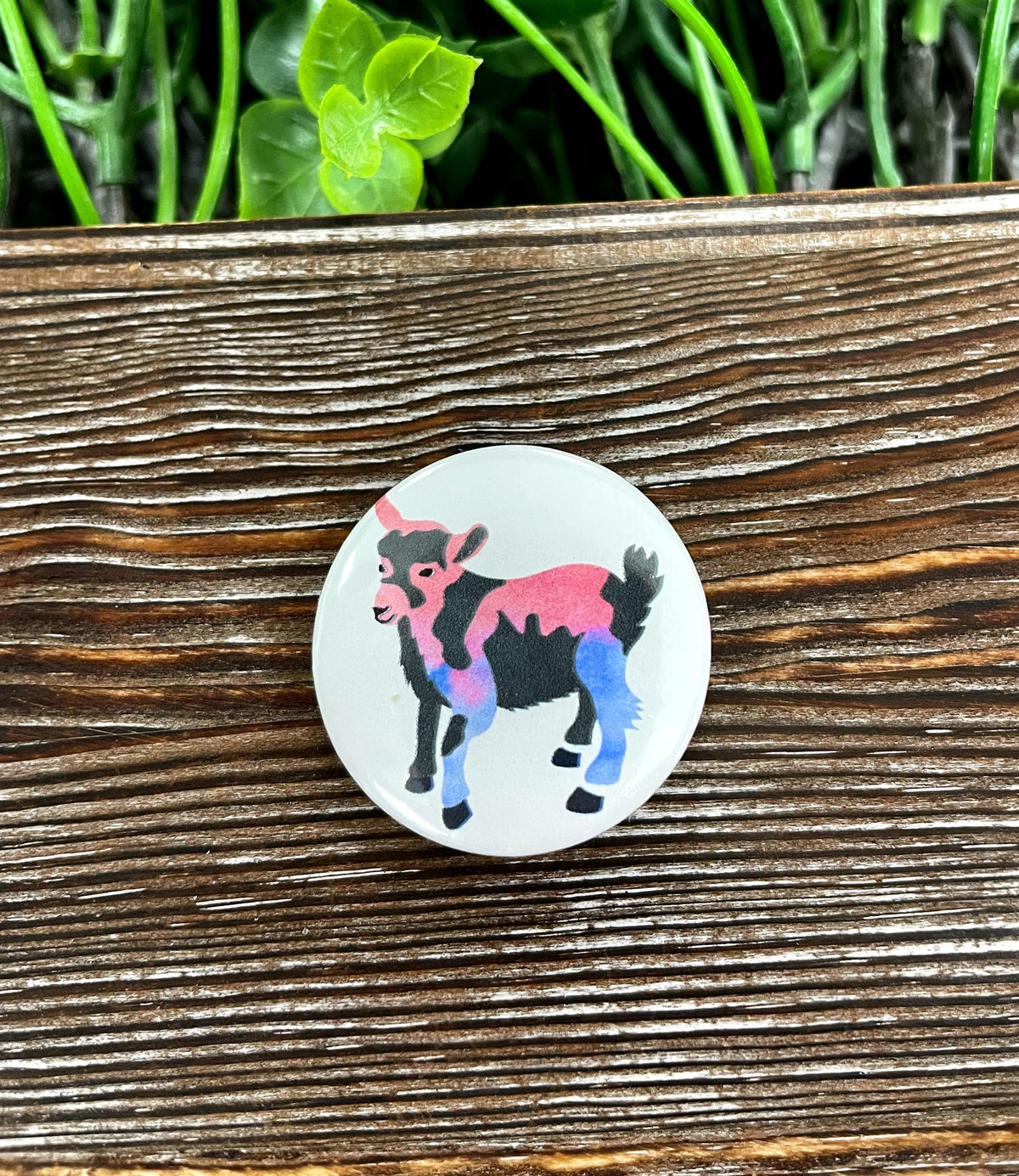 Watercolor Goat Graphic Art Button / Pin 1.25”