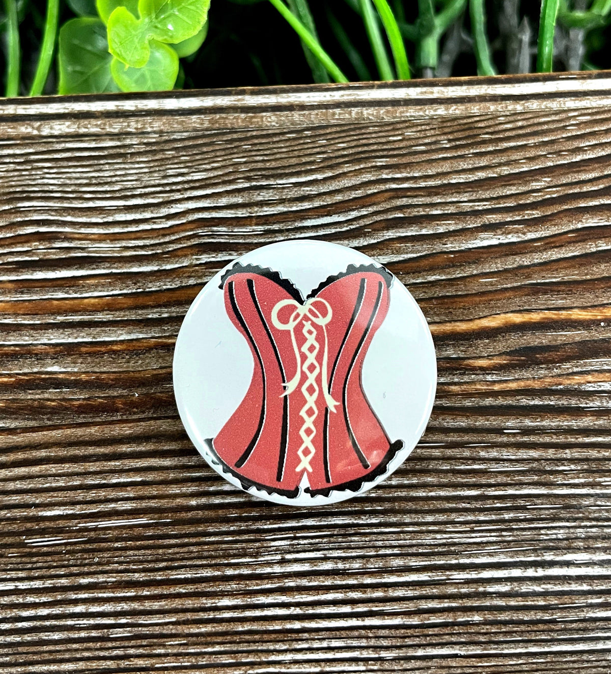 Sexy Laced Corset Graphic Art Button / Pin 1.25”