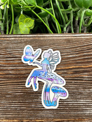 Watercolor Fairy Mushroom Die Cut Sticker, Graphic Art Sticker, Vinyl,