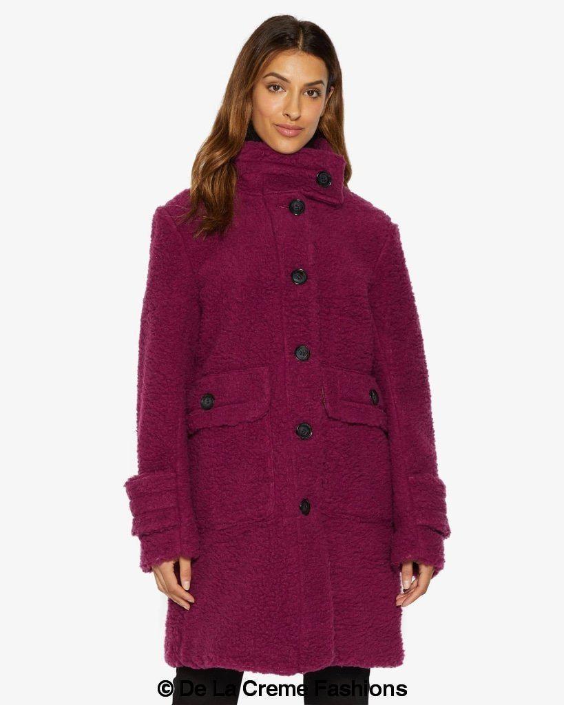 Julie High Neck Borg Teddy Coat - Horizon Bliss