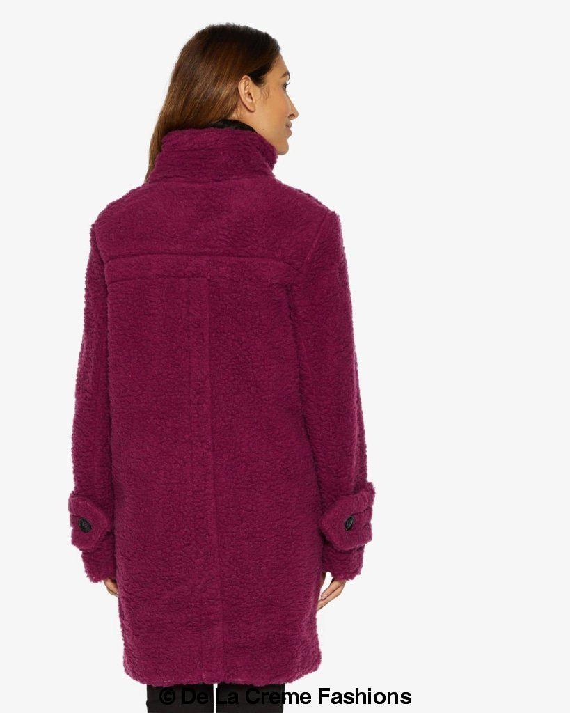 Julie High Neck Borg Teddy Coat - Horizon Bliss