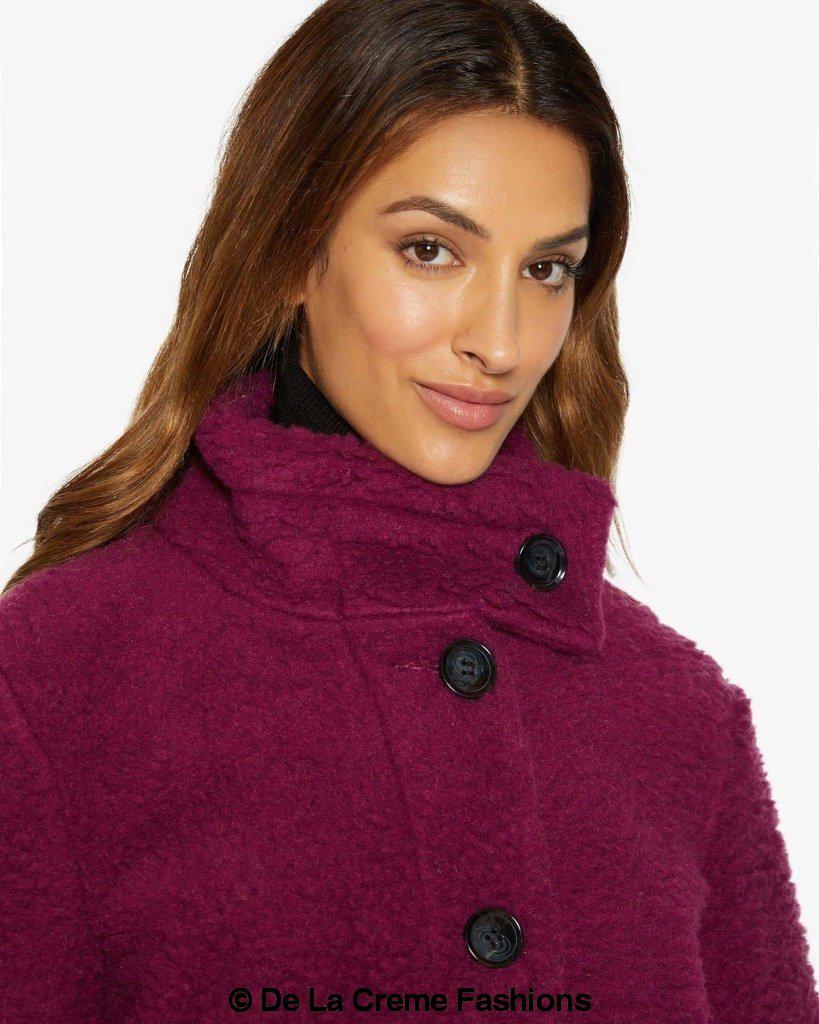 Julie High Neck Borg Teddy Coat - Horizon Bliss