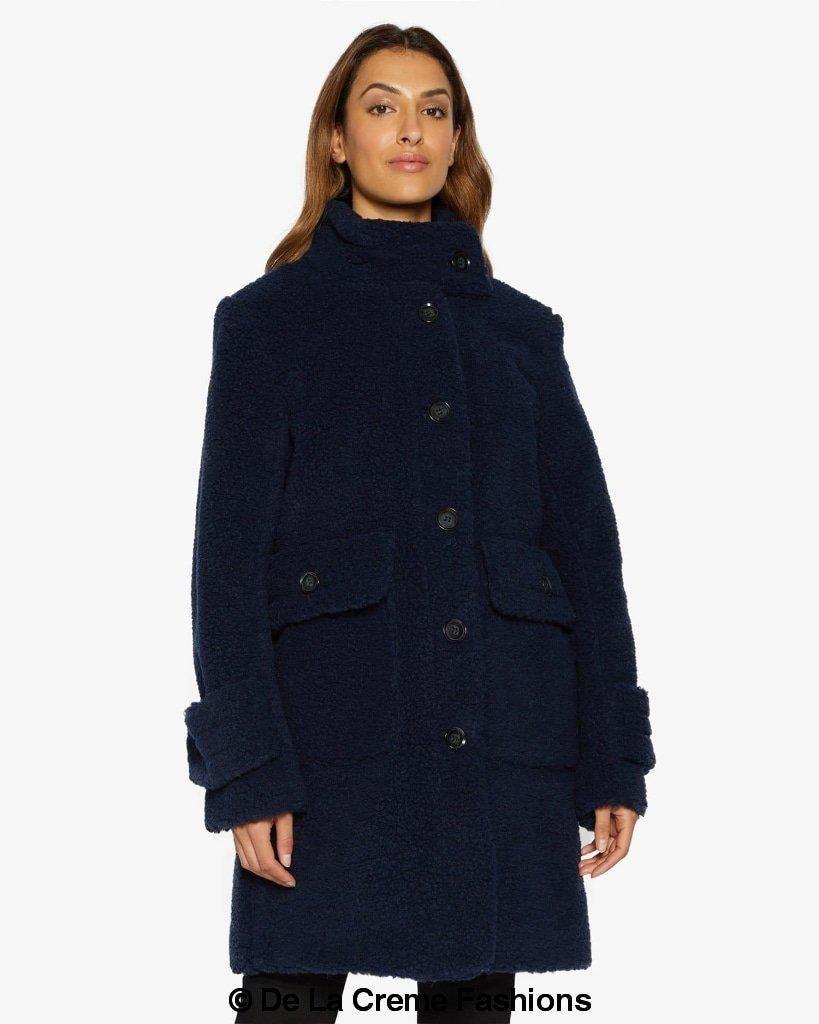 Julie High Neck Borg Teddy Coat - Horizon Bliss