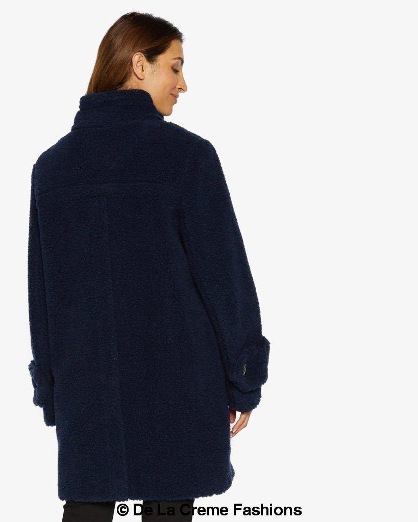 Julie High Neck Borg Teddy Coat - Horizon Bliss