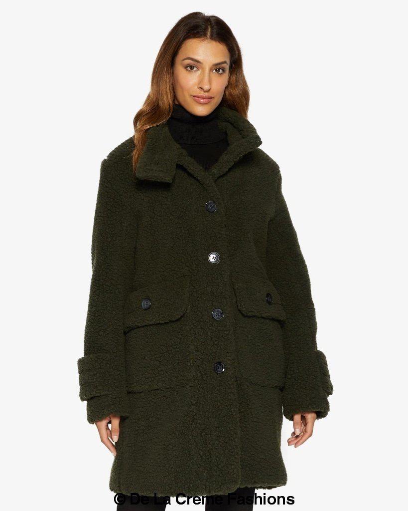 Julie High Neck Borg Teddy Coat - Horizon Bliss