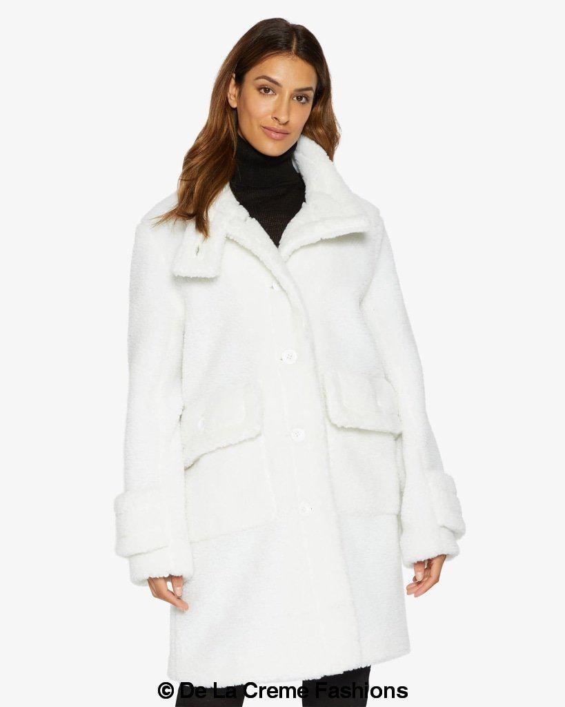 Julie High Neck Borg Teddy Coat - Horizon Bliss