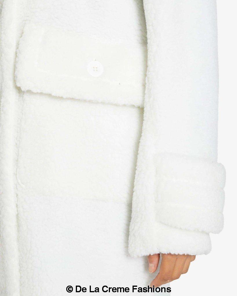 Julie High Neck Borg Teddy Coat - Horizon Bliss