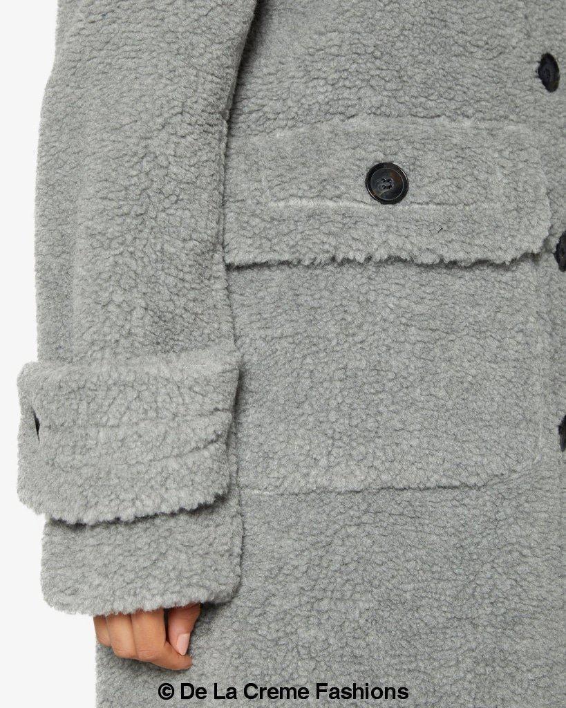 Julie High Neck Borg Teddy Coat - Horizon Bliss