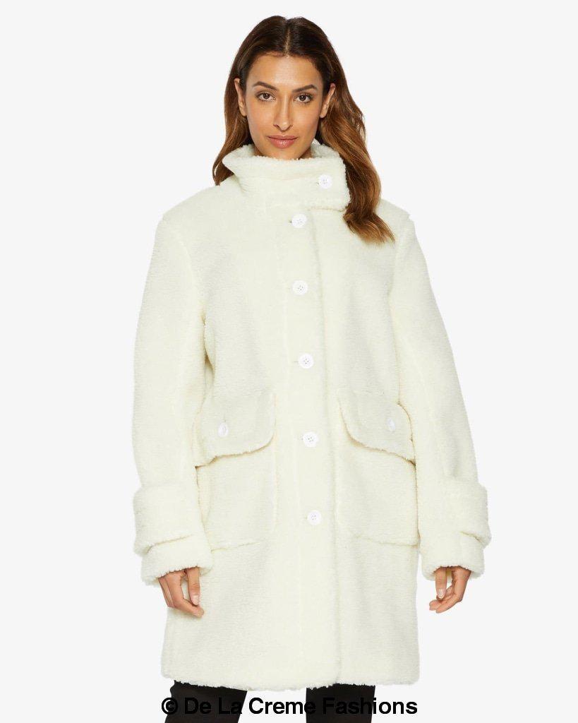 Julie High Neck Borg Teddy Coat - Horizon Bliss