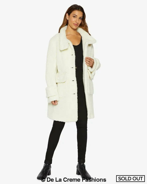 Julie High Neck Borg Teddy Coat - Horizon Bliss