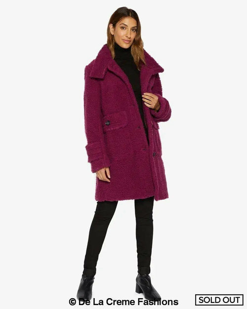 Julie High Neck Borg Teddy Coat - Horizon Bliss