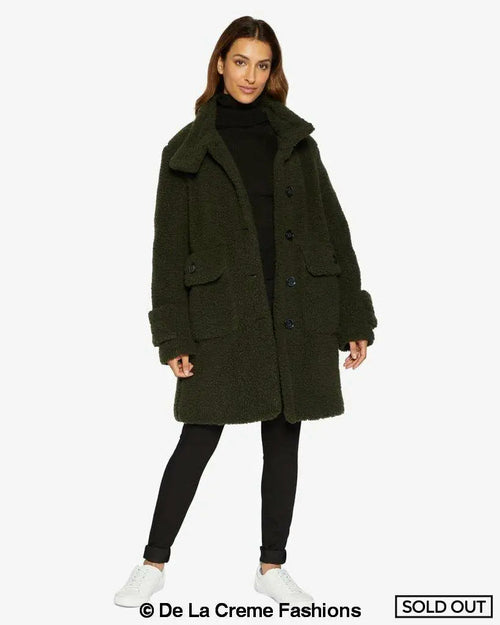 Julie High Neck Borg Teddy Coat - Horizon Bliss