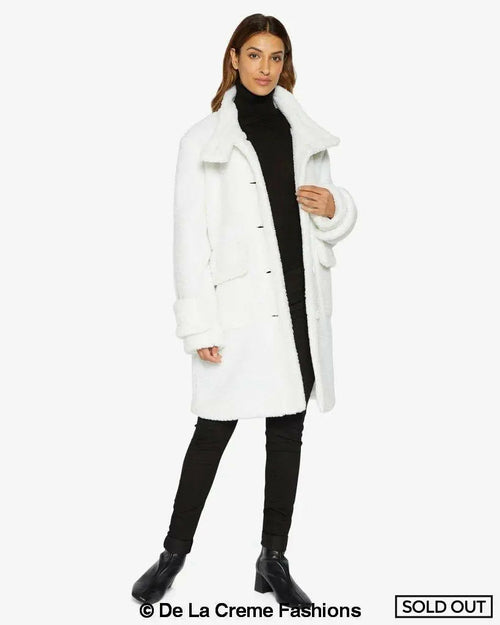 Julie High Neck Borg Teddy Coat - Horizon Bliss