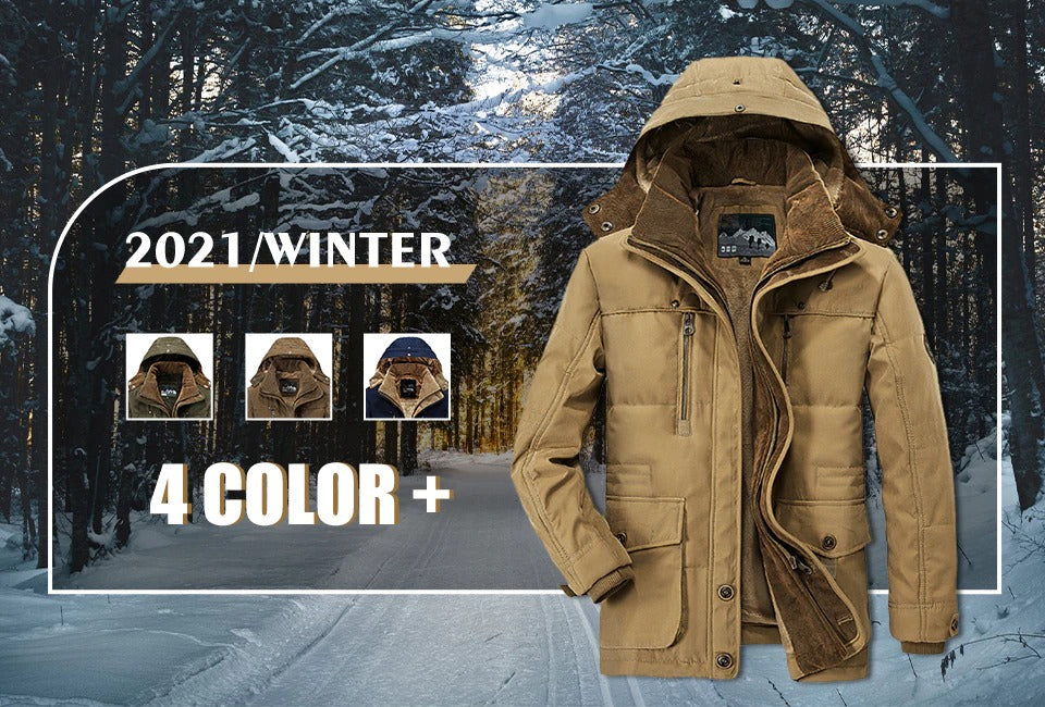 Mens Hooded Winter Parka Coat with Inner Fleece - Horizon Bliss