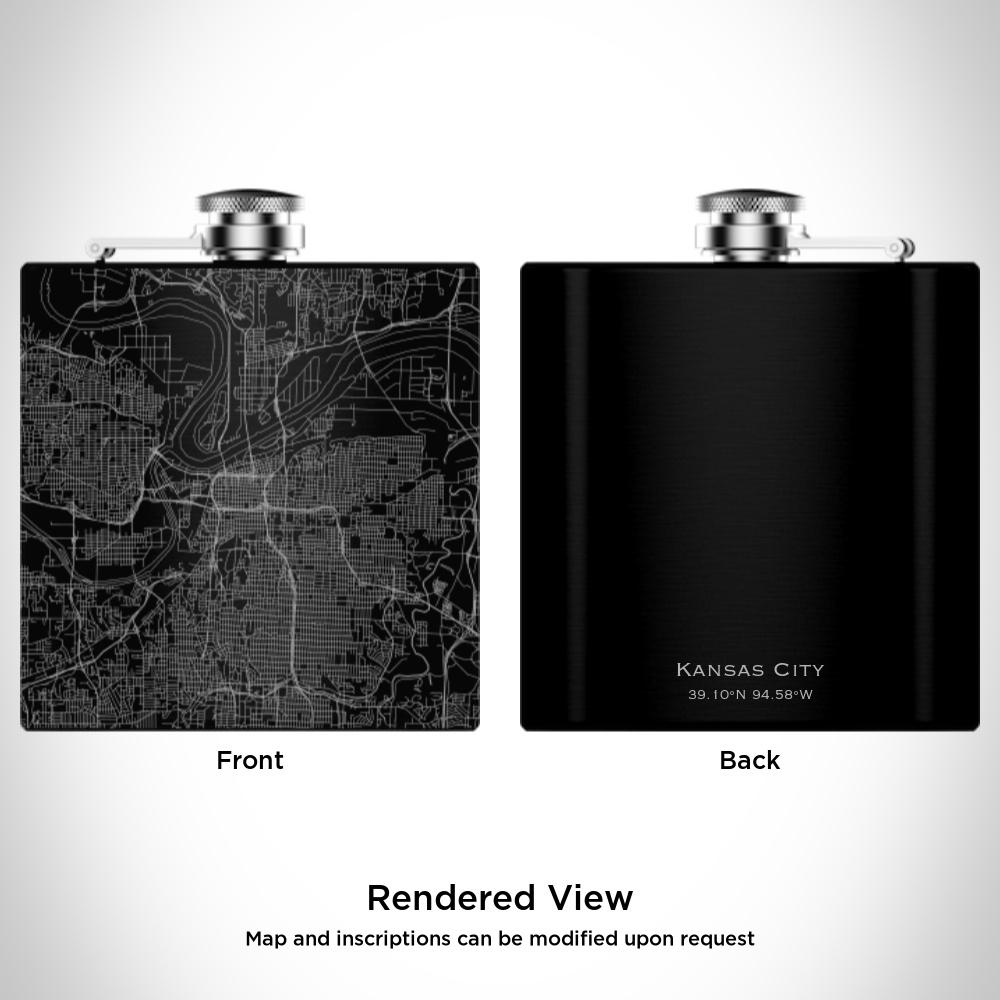 Kansas City - Missouri Map Hip Flask in Matte Black